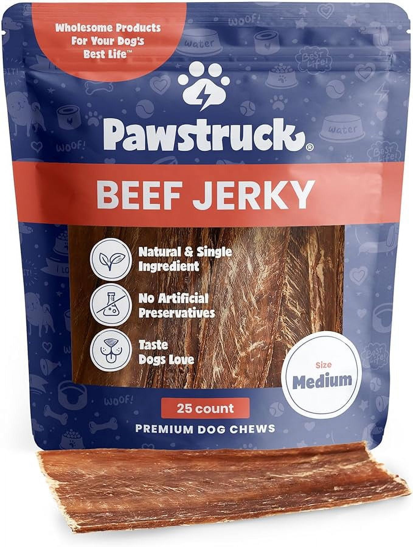 Pawstruck Joint Health Dog Treat Chews Pet Food, Beef Jerky, 4"6", 25