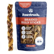 Pawstruck Natural 12" Braided Bully Stick Chews for Dogs, Single Ingredient, 10 Count