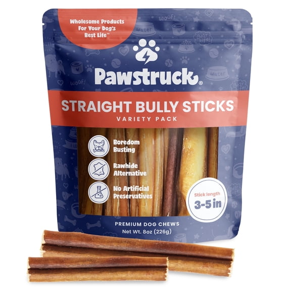 Pawstruck Natural 3"-5" Beef Bully Sticks - Rawhide-Free - 8 oz Bag