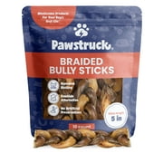 Pawstruck Natural 5" Braided Bully Sticks for Dogs - Healthy Rawhide Free - 10 Count