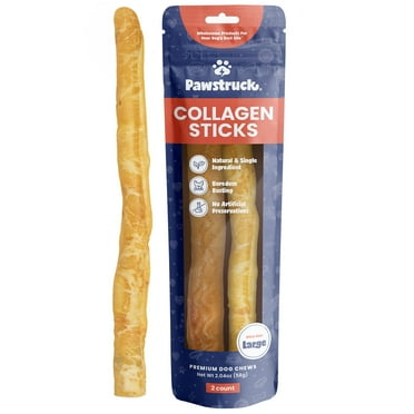 Pawstruck Natural Large Beef Collagen Sticks, Single Ingredient Chews for Dogs, 2pk