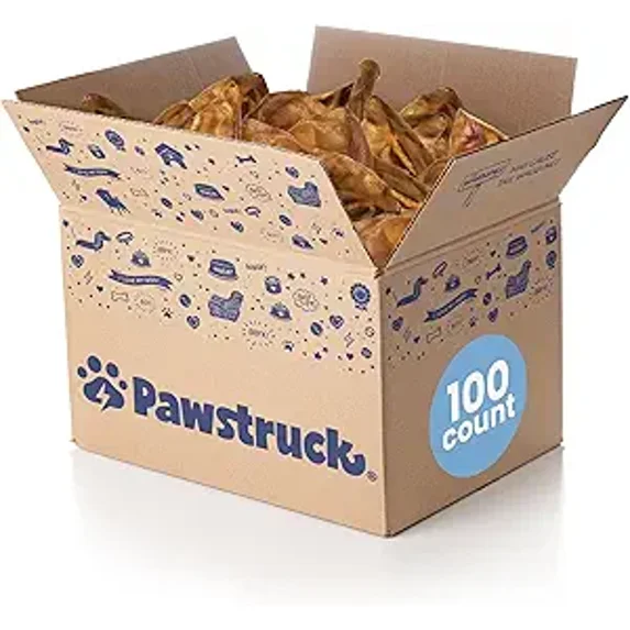 Pawstruck Pig Ears For Dogs-Bulk Pork Dental Treats Dog Chews 100 Ear(s)