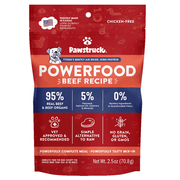 Pawstruck Premium Air Dried Dog Food with 95% Meat, Beef Flavor, 2.5oz Trial Bag