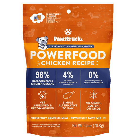 Pawstruck Premium Air Dried Dog Food with 96% Meat, Chicken Flavor, 2.5oz Trial Bag