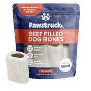 Pawstruck Small 3" Filled Dog Bones, Beef Flavor - Made in USA Long Lasting Stuffed Femur for Aggressive Chewers Dental Treat - Pack of 10