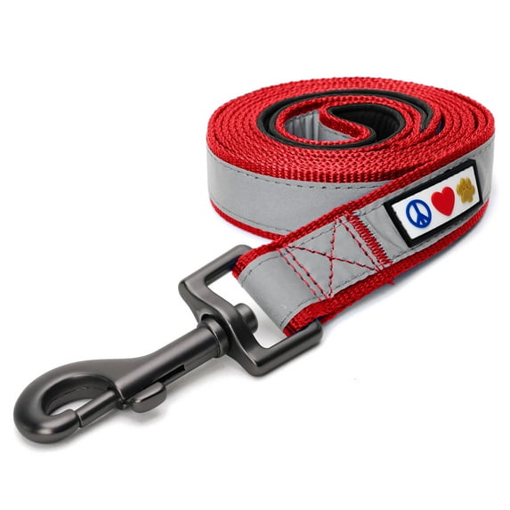 Pawtitas 6 FT Reflective Dog Leash Padded Handle - Red Leash for Small Dogs and Puppies.