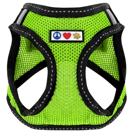 Pawtitas Adjustable Mesh Reflective Dog Harness L Green