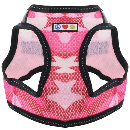 Pawtitas Adjustable Mesh Reflective Dog Harness XXS Camo Pink