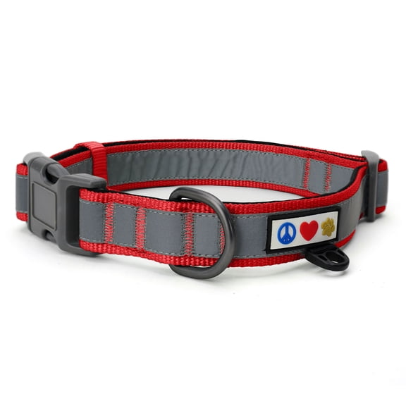 Pawtitas Classic Padded Reflective Dog Collar Lumberjack Extra Small Dog Collar Red