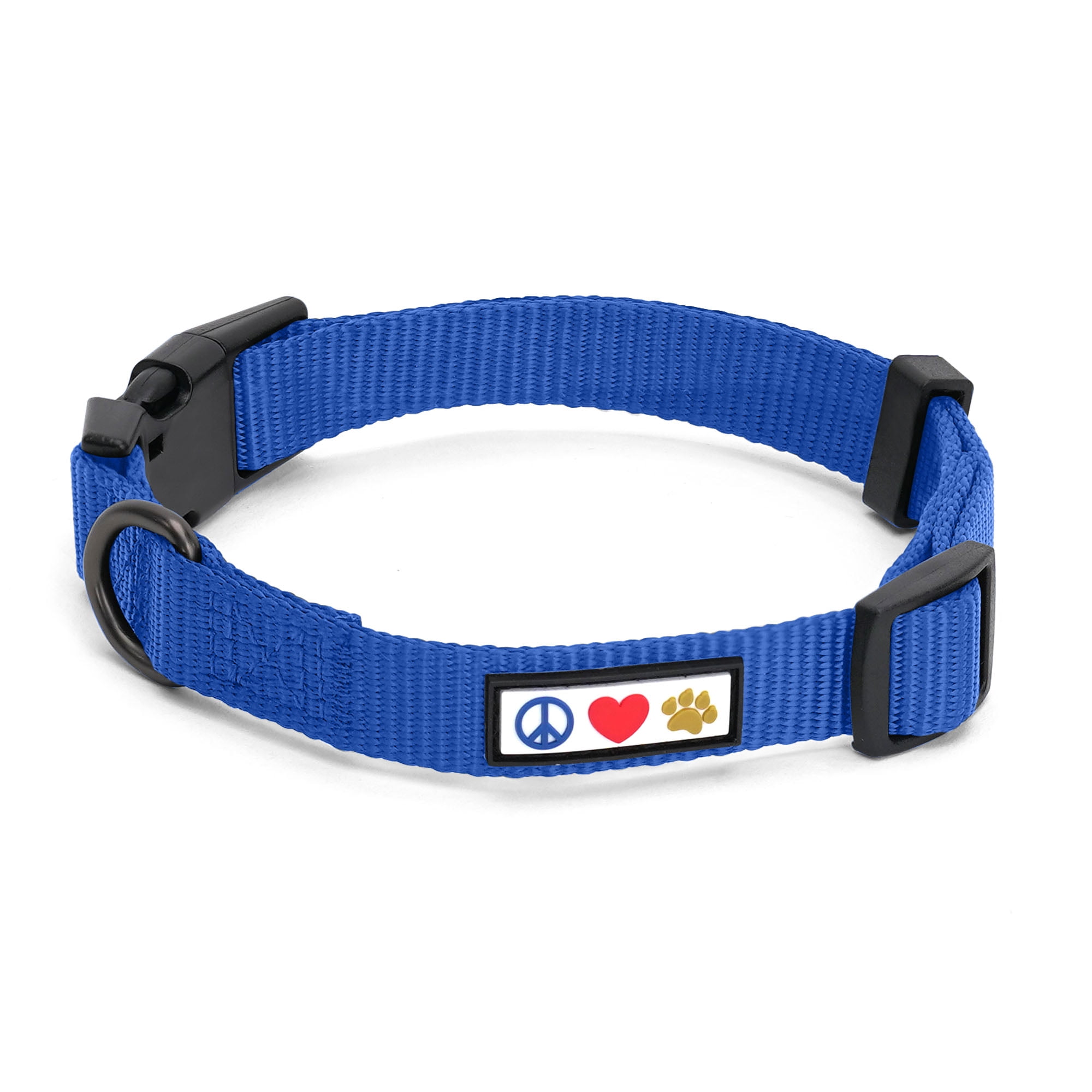 Vibrant Life Solid Nylon Dog Collar with Metal Buckle, Blue, x