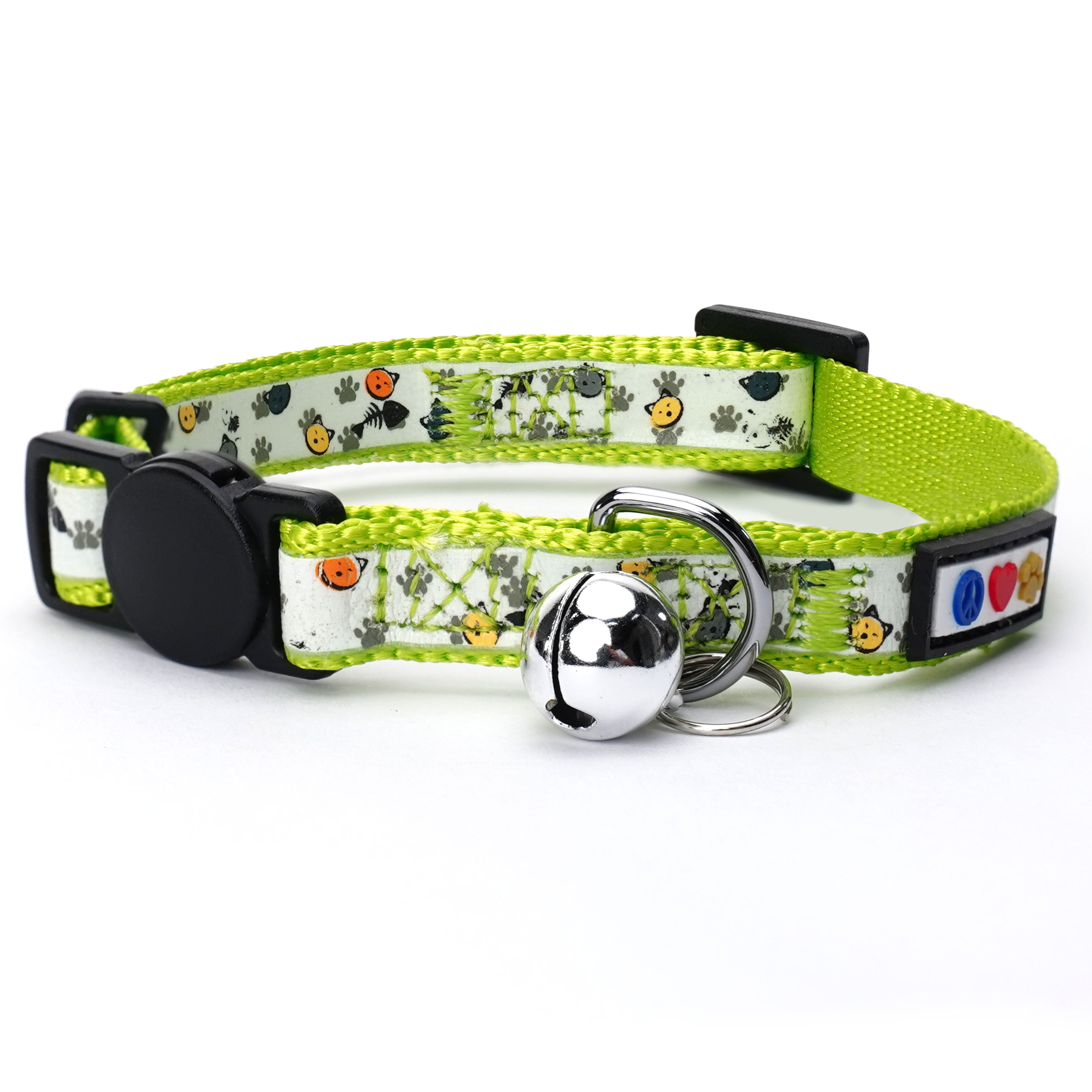 Pawtitas Glow In The Dark Cat Collar with Safety Buckle and Bell