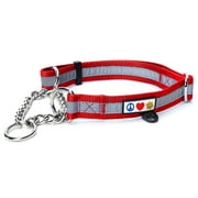 Pawtitas Martingale Dog Collar with Chain Reflective Dog Training Collar for Medium Dogs Dog Collar for Medium Dog - Red