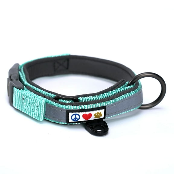 Pawtitas Martingale Padded Reflective Dog Collar Lumberjack Dog Collar Extra Small Teal