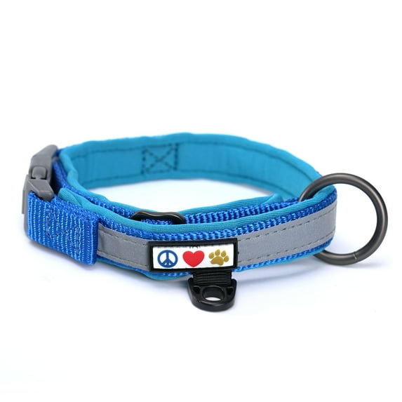 Pawtitas Martingale Padded Reflective Dog Collar Lumberjack Dog Collar Large Blue