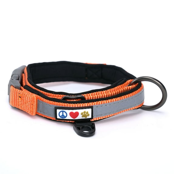 Pawtitas Martingale Padded Reflective Dog Collar Lumberjack Dog Collar Medium Orange