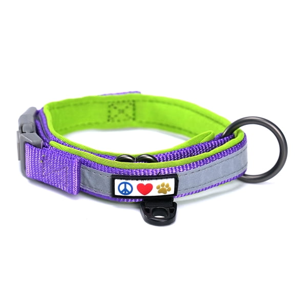 Pawtitas Martingale Padded Reflective Dog Collar Lumberjack Dog Collar Medium Purple