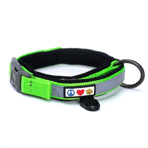Pawtitas Martingale Padded Reflective Dog Collar Lumberjack Puppy Collar XXS Green