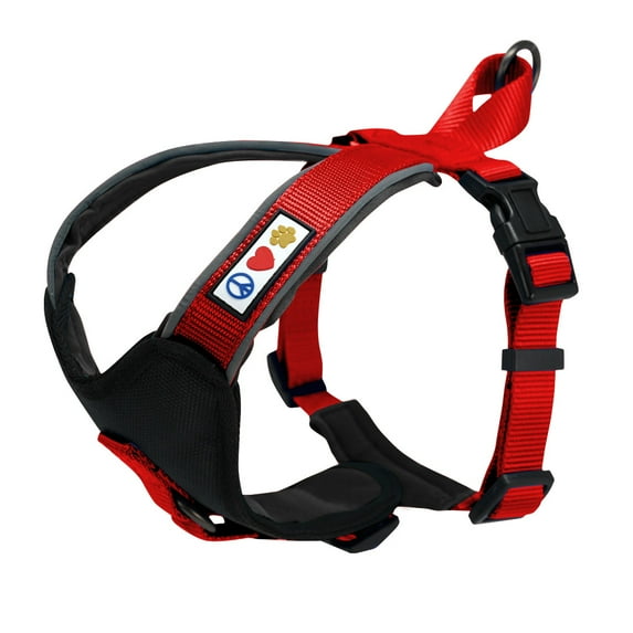 Pawtitas Padded Reflective Dog Harness Large Adjustable Red Dog Harness