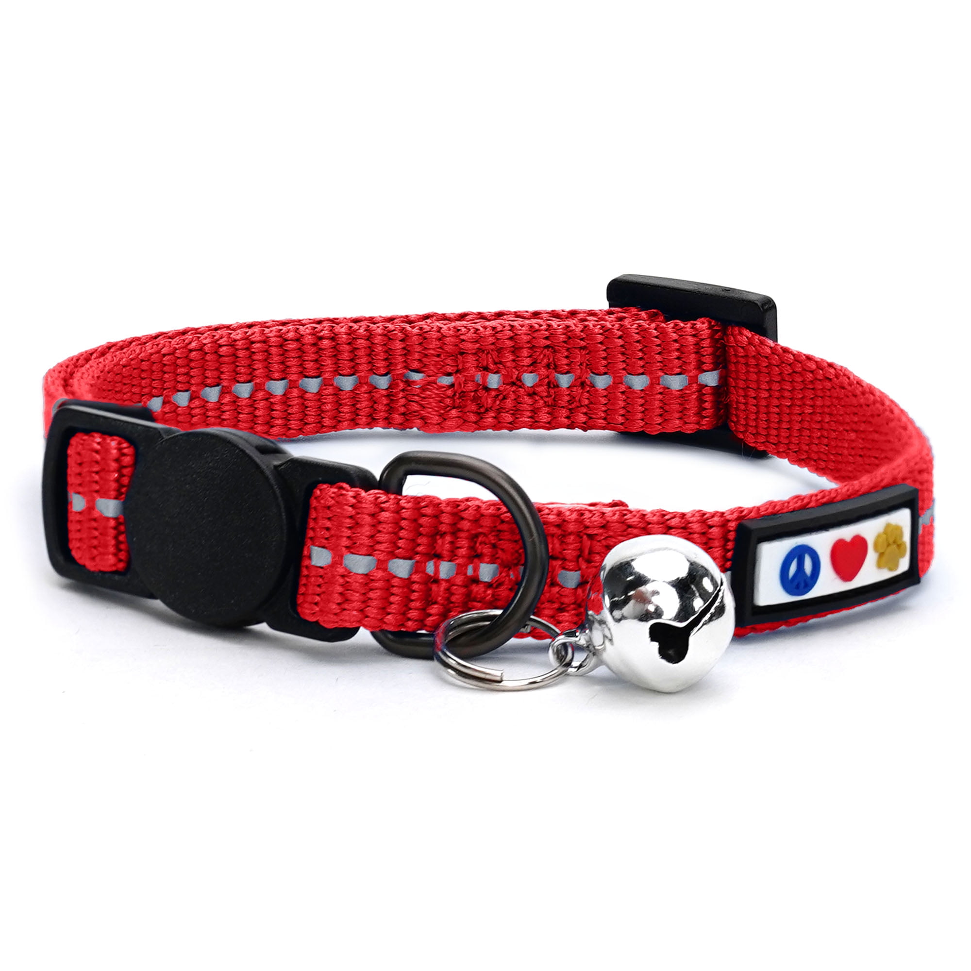 Pawtitas Recycled Cat Collar with Reflective Stitched and Safety Buckle