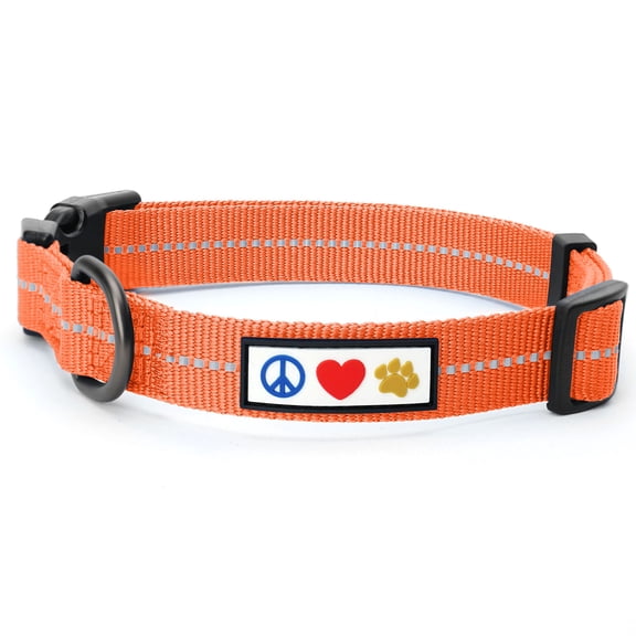Pawtitas Recycled Dog Collar with Reflective Puppy Collar Medium Coral