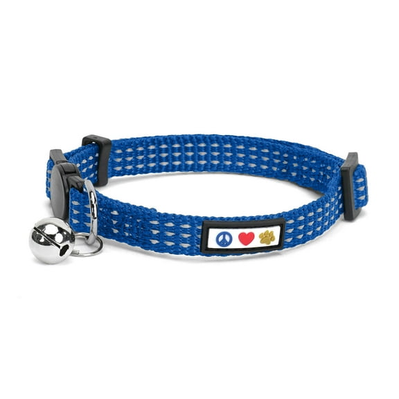 Pawtitas Reflective Cat Collar with Safety Buckle and Removable Bell Cat Collar Kitten Collar Blue Cat Collar
