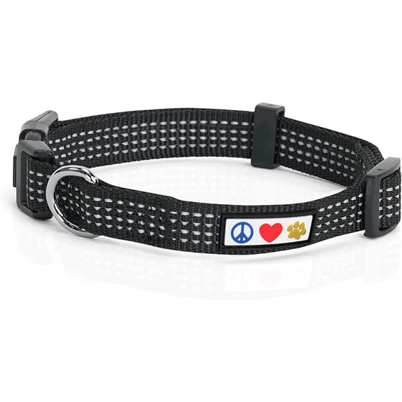 Pawtitas Reflective Dog Collar Adjustable for Extra Small Dogs - Black Collar