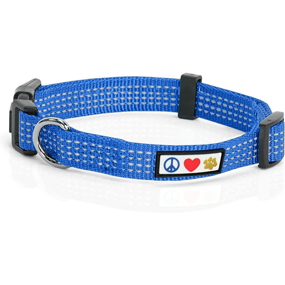 Pawtitas Reflective Dog Collar Adjustable for Extra Small Dogs - Blue Collar