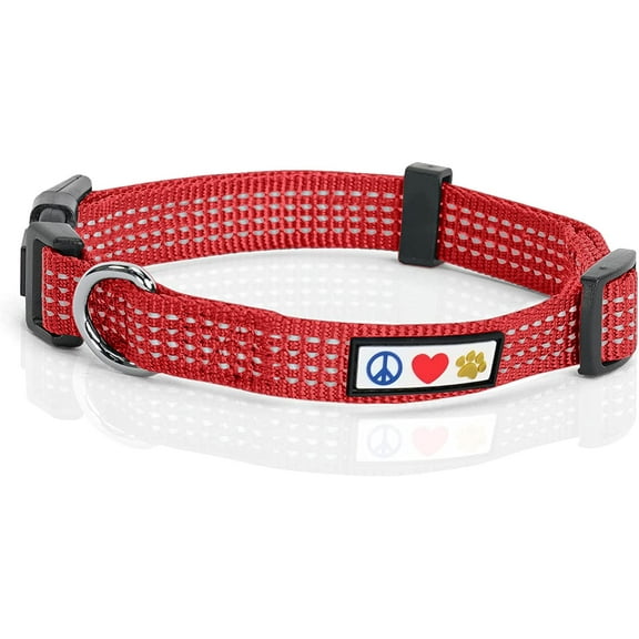 Pawtitas Reflective Dog Collar Adjustable for Extra Small Dogs - Red Collar