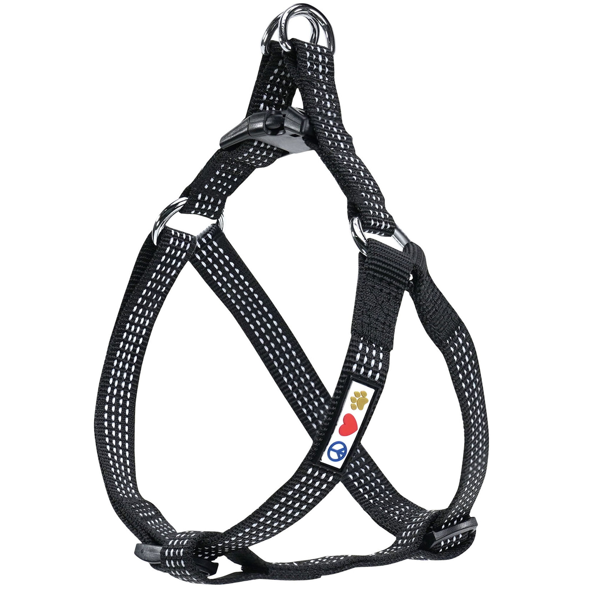 Pawtitas Reflective Dog Harness - Black - (M) Medium Step in Dog Harness Training & Walking