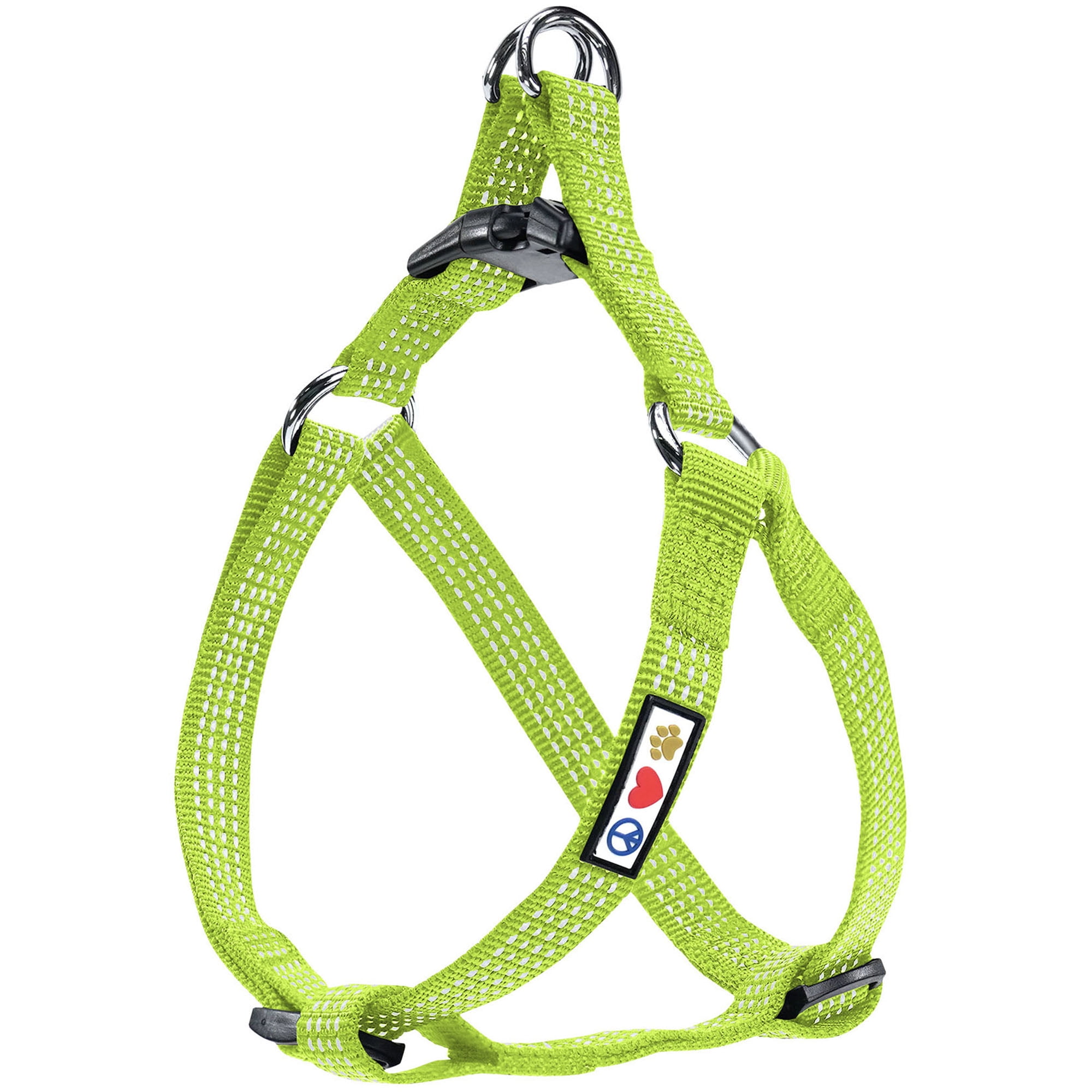 Pawtitas Reflective Dog Harness - Green - (L) Large Step in Dog Harness Training & Walking