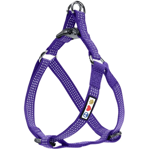 Pawtitas Reflective Dog Harness - Purple - (L) Large Step in Dog Harness Training & Walking