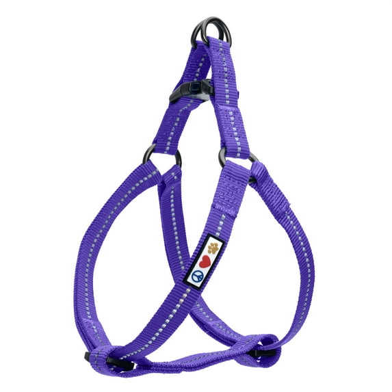 Pawtitas Reflective Dog Harness Recycled - Purple - (L) Large Step in Dog Harness Training & Walking