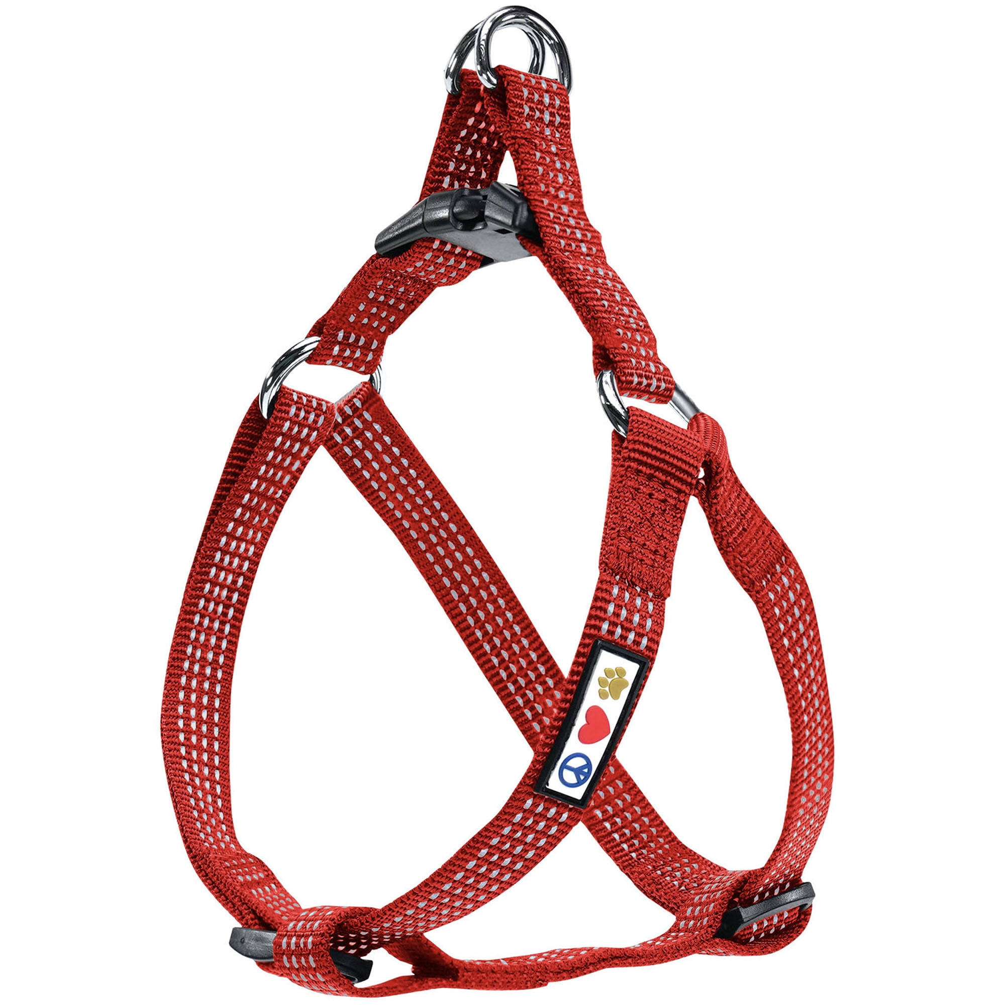 Pawtitas Reflective Dog Harness - Red - (L) Large Step in Dog Harness Training & Walking