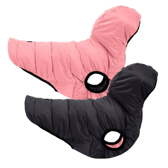 Pawtitas Reversible Dog Jacket Water Resistant Dog Coat for Cold Weather - 2X-Small Jacket - Light Pink / Black