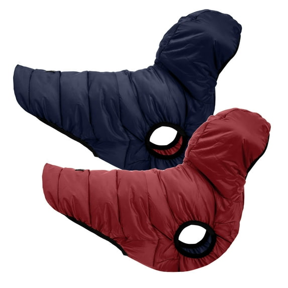 Pawtitas Reversible Dog Jacket Water Resistant Dog Coat for Cold Weather - Large Jacket - Red / Navy Blue