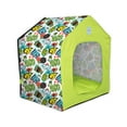 thumbnail image 1 of Pawtitas Small Dog Bed Foldable Dog House Green Comic, 1 of 8