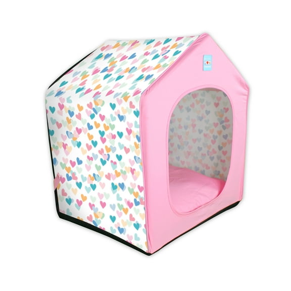 Pawtitas Small Dog Bed Foldable Dog House Pink Heart