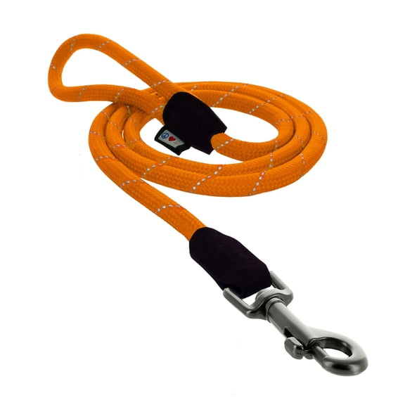 Pawtitas Training Dog Leash Durable Small Rope Reflective Dog Leash 6 ft Paracord Lead Strong and Comfortable - Orange Dog Leash