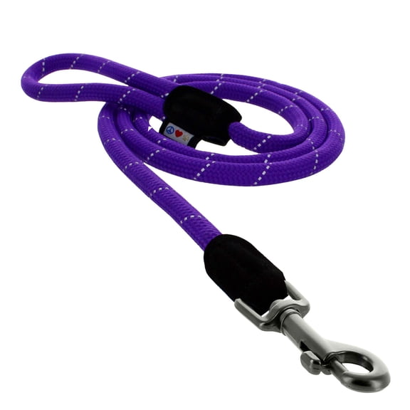 Pawtitas Training Dog Leash Durable Small Rope Reflective Dog Leash 6 ft Paracord Lead Strong and Comfortable - Purple Dog Leash