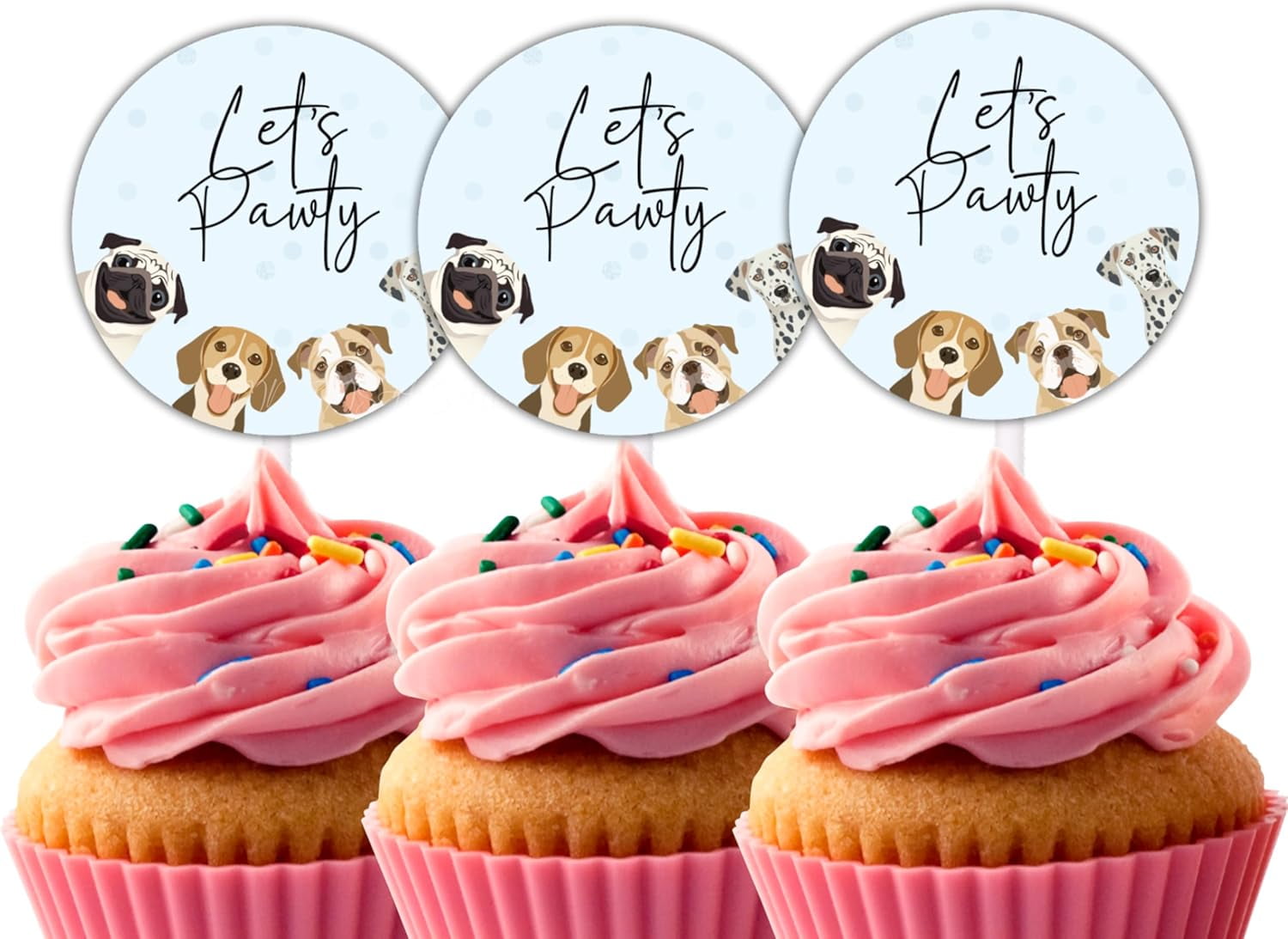 Pawty Dog Cupcake Topper for Dog Themed Birthday Pawty Pawty Cake Picks Bday 1st birthday Paw ...