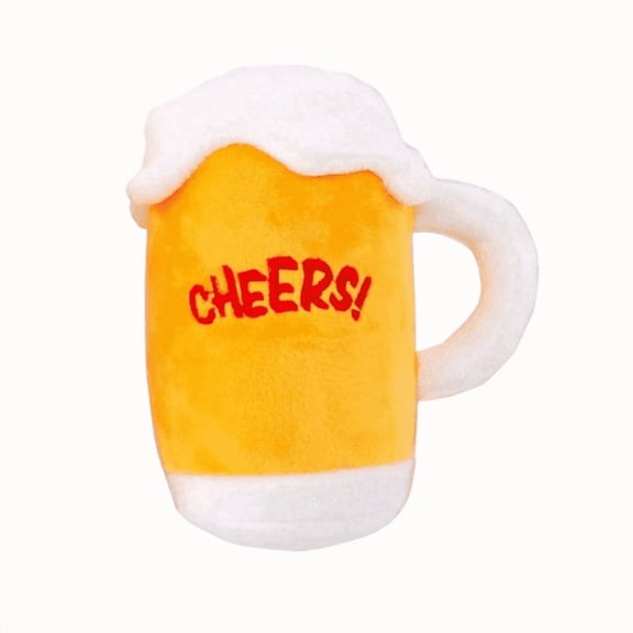 Glow Pups Squeaky Plush Dog Toy, Beer Glass