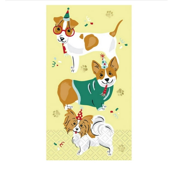 Pawty Time Puppy Dog Birthday 16 Ct Guest Napkins Foil Stamped