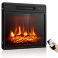 thumbnail image 1 of Pawverly 18-Inch Electric Fireplace Insert, 1400W Recessed Heater with 3 LED Flame Effects, Remote Control, 6H Timer & Realistic Log Set, Black, 1 of 9