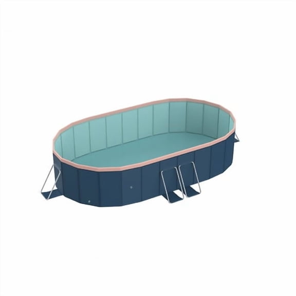 Pawverly 2.1m Foldable PVC Swimming Pool, Non-Inflatable Above Ground Pool for Adults & Kids, Portable Outdoor Pool for Backyard, Patio, Garden & Beach