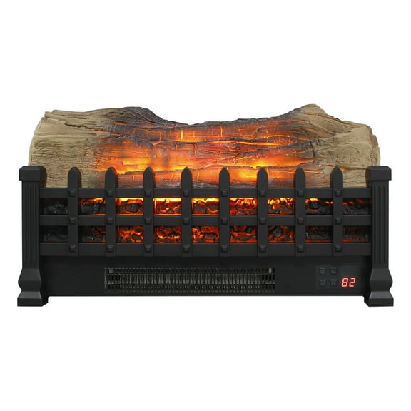 Pawverly 20" Electric Fireplace Log Insert, Freestanding 3D Quartz Ember Bed Heater with Remote, Timer & Overheat Protection, Black
