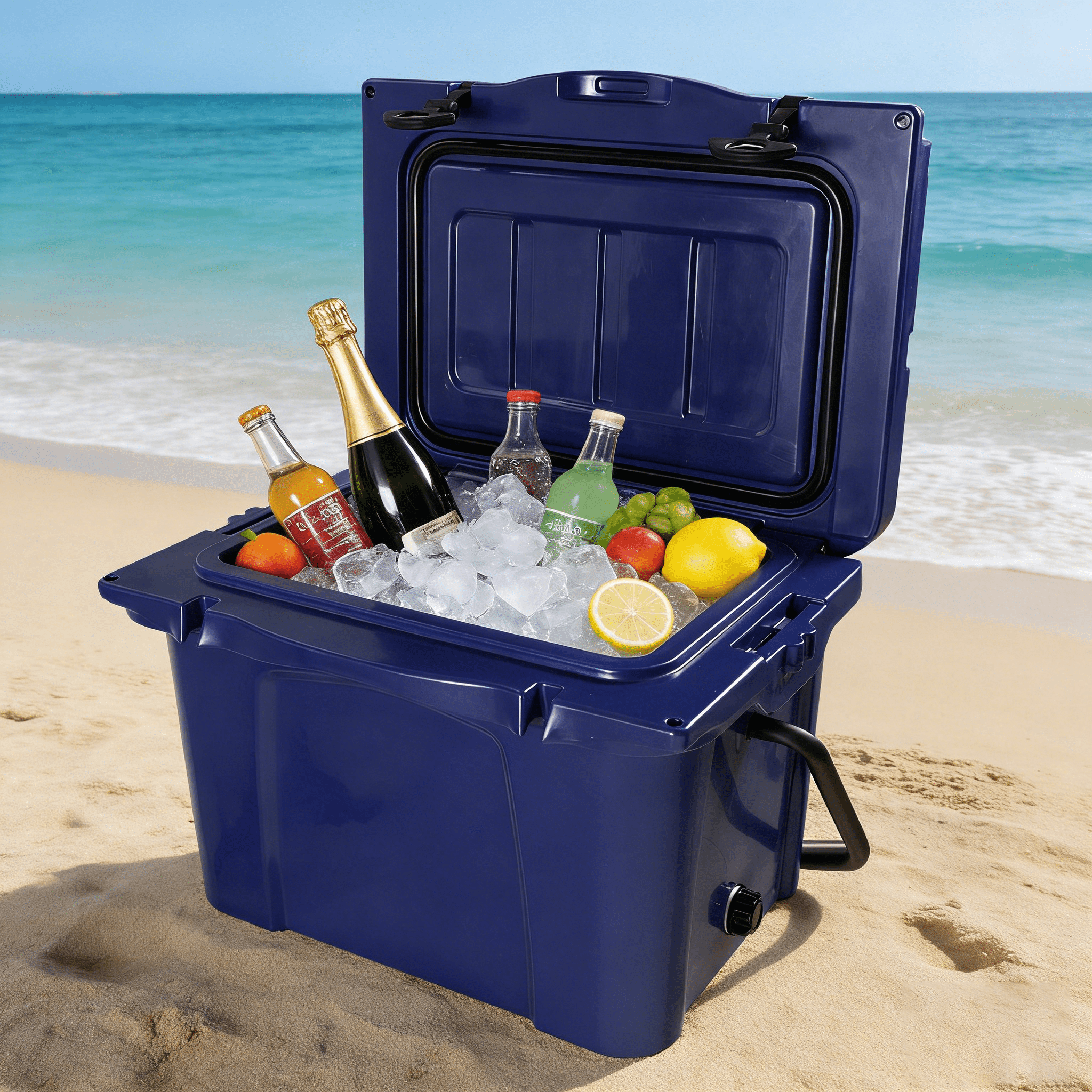 Pawverly 25QT Insulated Portable Cooler Box, Hard Ice Chest with Bottle Opener & Cup Holder, Leakproof Cooler for Camping, Fishing, Beach, Travel, Outdoor Use Blue