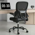 thumbnail image 1 of Pawverly Ergonomic Mesh Office Chair with Adjustable Lumbar Support, Flip-up Arms, Swivel Task Computer Desk Chair with Wheels, Comfy Home Office Chair, Black, 1 of 7