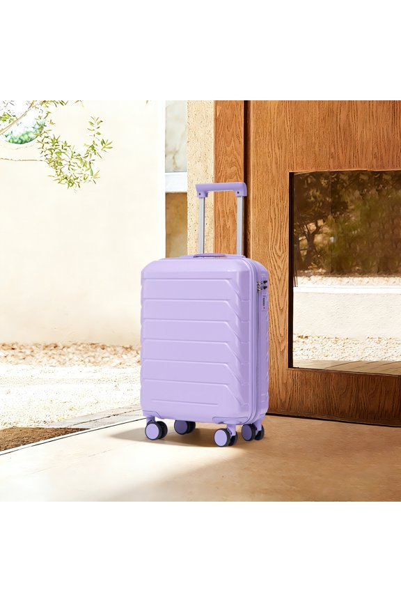 Lightweight 20 Inch Carry-On Suitcase, ABS Hardshell Rolling Luggage with Silent 360° Spinner Wheels, Built-in Combination Lock, Scratch-Resistant Travel Case for Men & Women, Purple