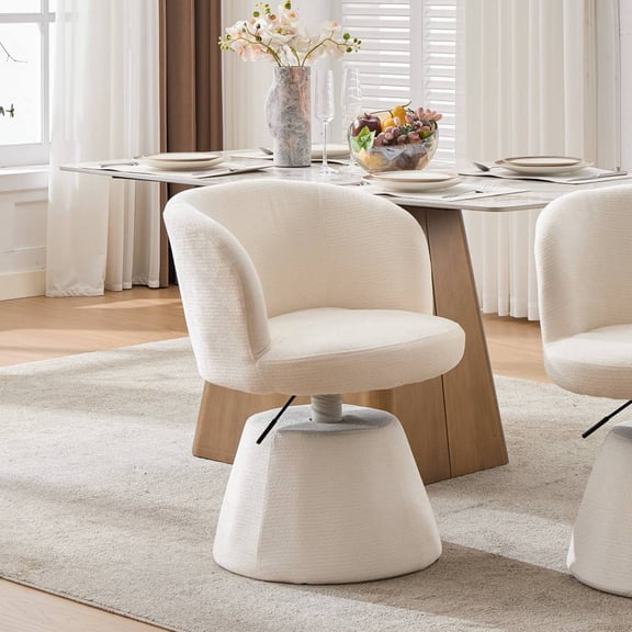 Pawverly Modern Rotating Vanity Chair with Adjustable Seat Height, Soft Chenille Accent Stool for Makeup Table, Home Bar, Dining Area or Kitchen Counter, Beige
