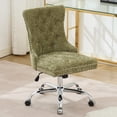 thumbnail image 1 of Pawverly Velvet Upholstered Office Chair, Tufted Button Swivel Desk Chair with Adjustable Height, Gold Metal Base & Wheels, Modern Vanity Chair, Green, 1 of 8